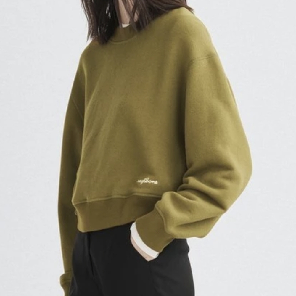 rag & bone Vintage Terry Sweatshirt Crew Neck Cropped Relaxed Fit Blue L NWT - Picture 11 of 14